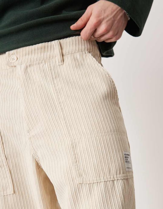 ASOS DESIGN straight fit cord trouser in cream - Image 3