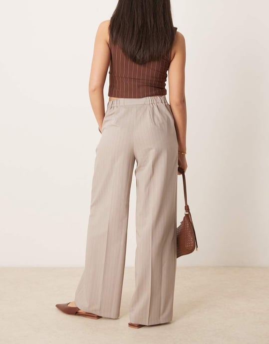 ASOS DESIGN tailored relaxed trousers in mink stripe - Image 3