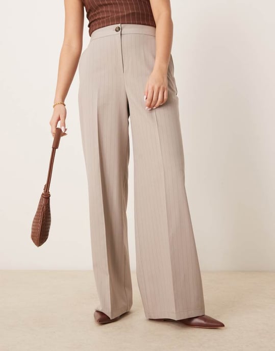 ASOS DESIGN tailored relaxed trousers in mink stripe - Image 4