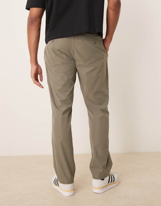 Abercrombie & Fitch straight leg tailored trousers in olive - Image 3