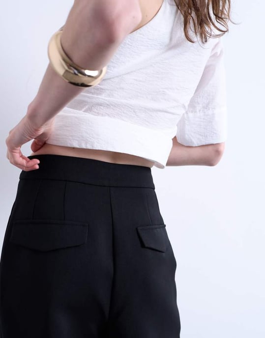 Topshop co ord slouchy clean waist band tailored trouser in black - Image 3