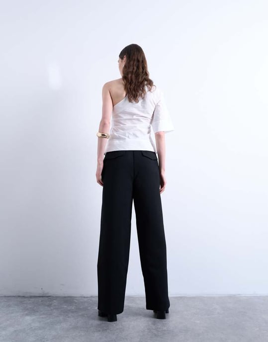 Topshop co ord slouchy clean waist band tailored trouser in black - Image 4