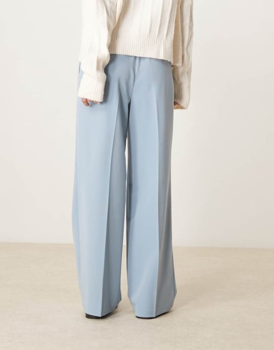 ASOS DESIGN Petite tailored pull on trousers in light blue - Image 3