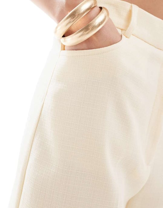 ASOS DESIGN textured tailored trouser in cream - Image 3