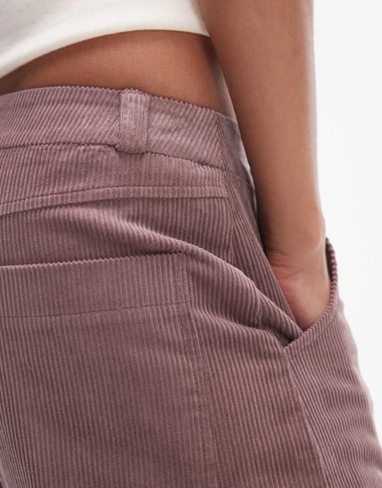 Topshop relaxed fit tailored corduroy trousers in dusky pink - Image 2