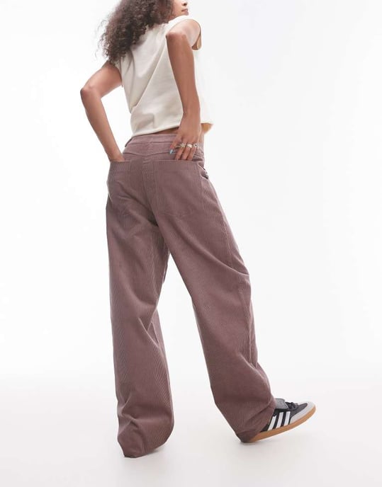 Topshop relaxed fit tailored corduroy trousers in dusky pink - Image 3