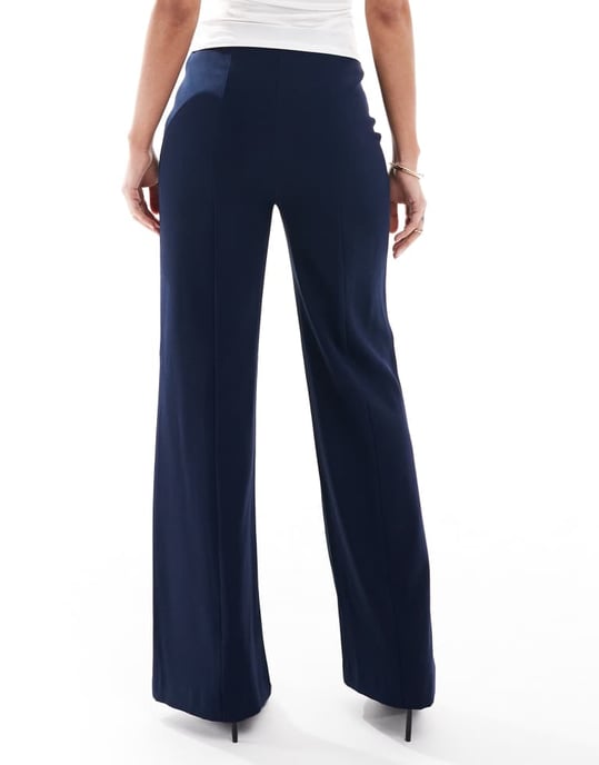 ASOS DESIGN tailored double pocket seam detail trousers in navy - Image 2