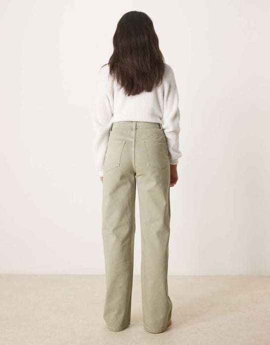 ASOS DESIGN wide leg dad jeans in khaki - Image 2