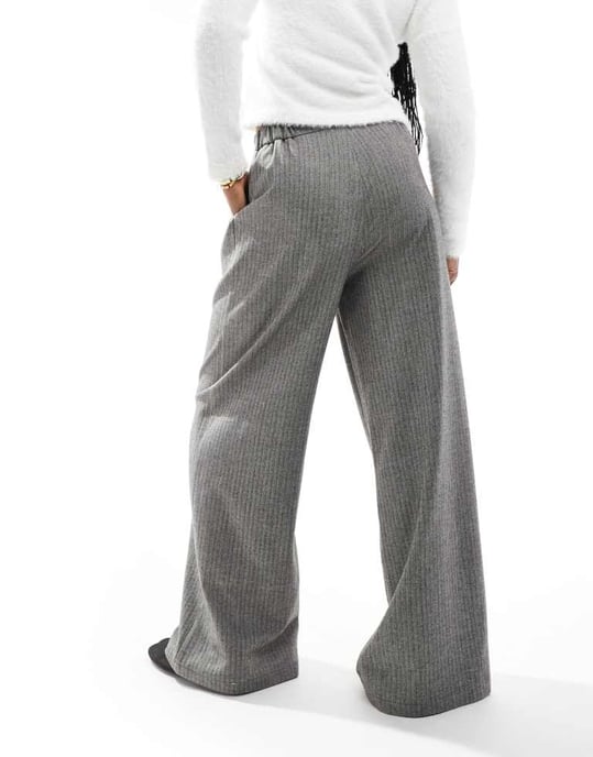 ASOS DESIGN wide leg tailored trouser in herringbone - Image 2