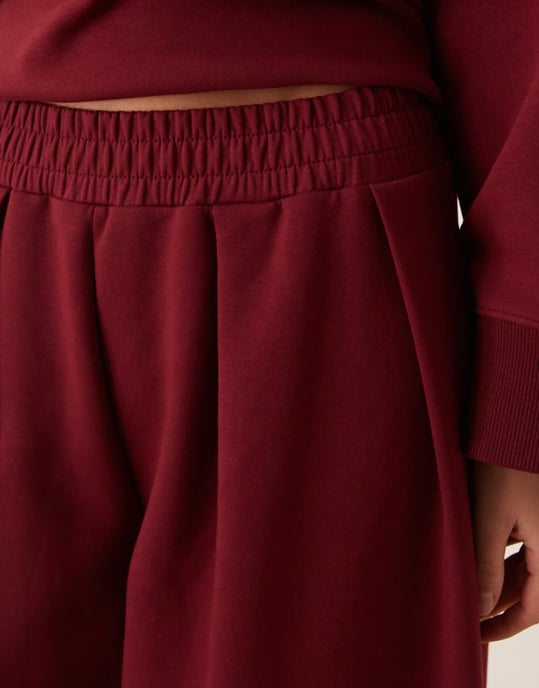 ASOS DESIGN interlock super wide leg trouser in burgundy co-ord - Image 4