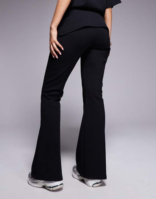 ASOS DESIGN interlock skinny flare co ord with seam detail in black - Image 2