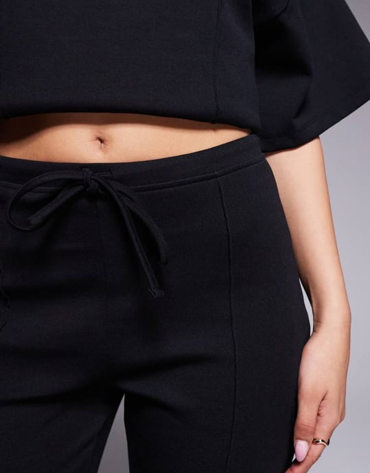 ASOS DESIGN interlock skinny flare co ord with seam detail in black - Image 3