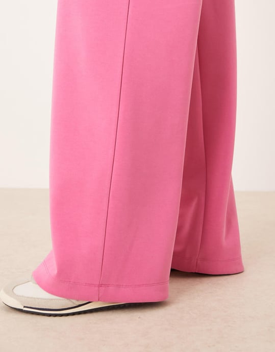 ASOS DESIGN cupro wide leg trouser co-ord in pink - Image 3