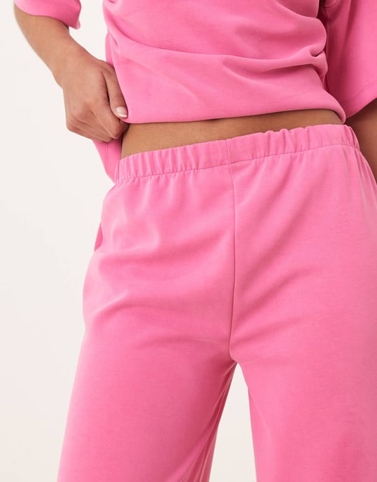ASOS DESIGN cupro wide leg trouser co-ord in pink - Image 4