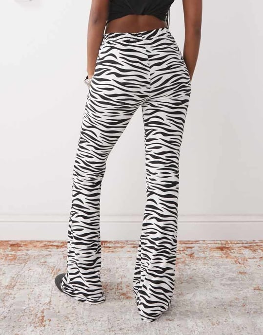 Noisy May jersey flare trouser in zebra - Image 4