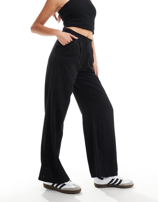 Reclaimed Vintage mensy wide leg trouser in linen look - Image 1