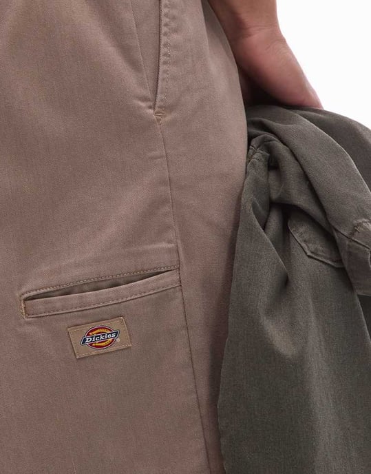 Dickies unionville pleated wide leg work trousers in light tan - Image 3