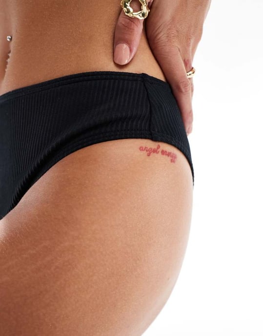 Hollister samordnad kurvig högmidjad bikiniunderdel i svart - Image 2