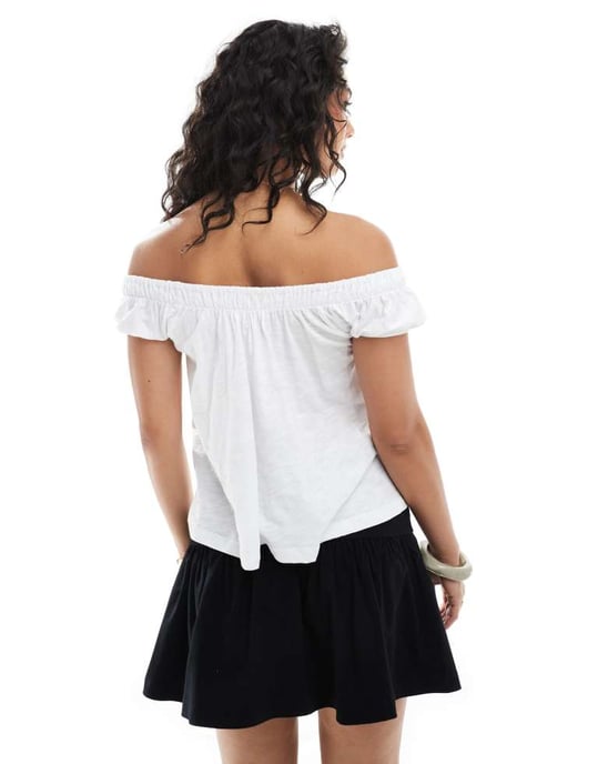 Miss Selfridge boho lace trim jersey blouse in white - Image 4