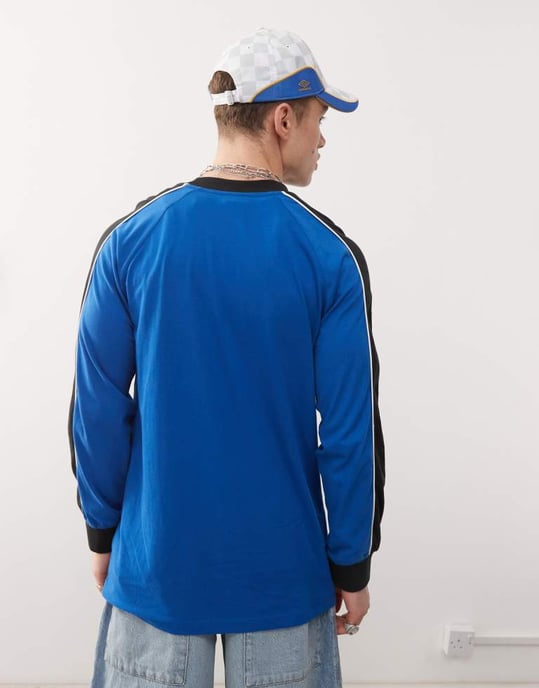 Umbro panelled long sleeve t-shirt in blue and white - Image 3