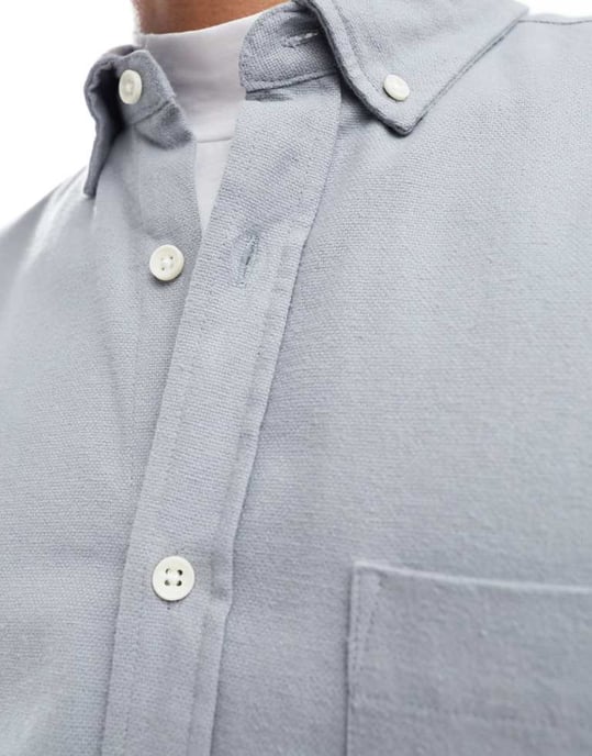 ASOS DESIGN borstad oxford regular skjorta i grått - Image 3