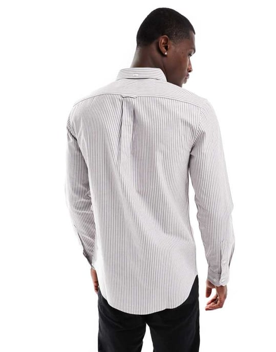 Farah Brewer slim fit long sleeve stripe shirt in multi - Image 2