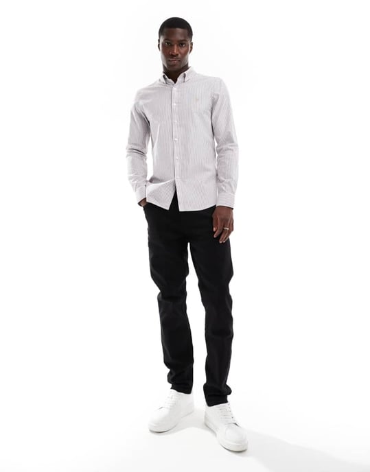 Farah Brewer slim fit long sleeve stripe shirt in multi - Image 3