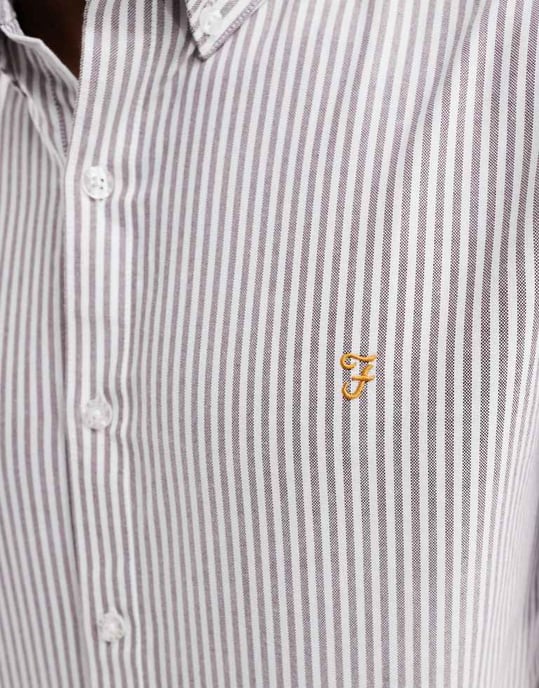 Farah Brewer slim fit long sleeve stripe shirt in multi - Image 4