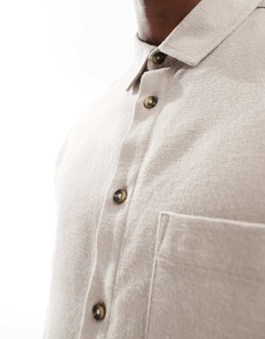 ASOS DESIGN oversized boxy brushed oxford shirt in light brown - Image 3