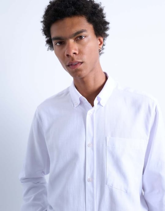 Topman long sleeve textured formal shirt in white - Image 1