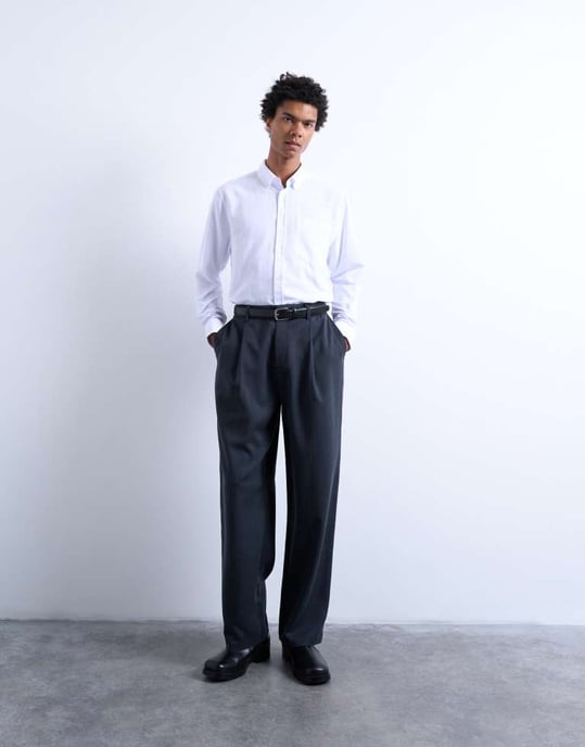 Topman long sleeve textured formal shirt in white - Image 4