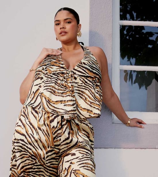 ASOS DESIGN Curve Gia satin wrap top in animal print - Image 1