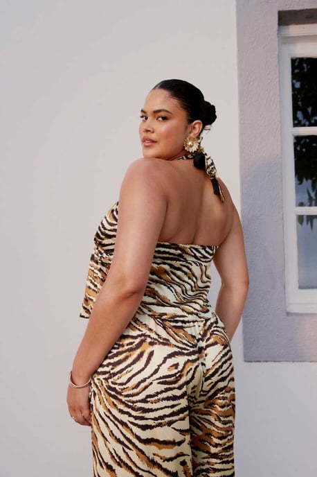 ASOS DESIGN Curve Gia satin wrap top in animal print - Image 4