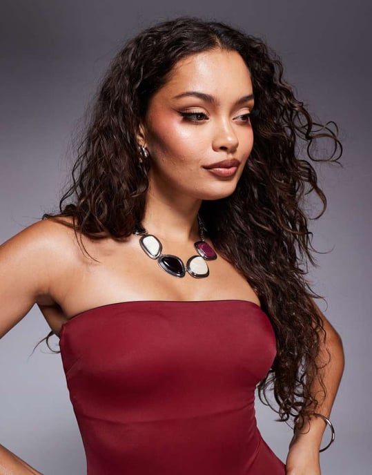 ASOS DESIGN Maya sleek padded bandeau swimsuit in burgundy - Image 3