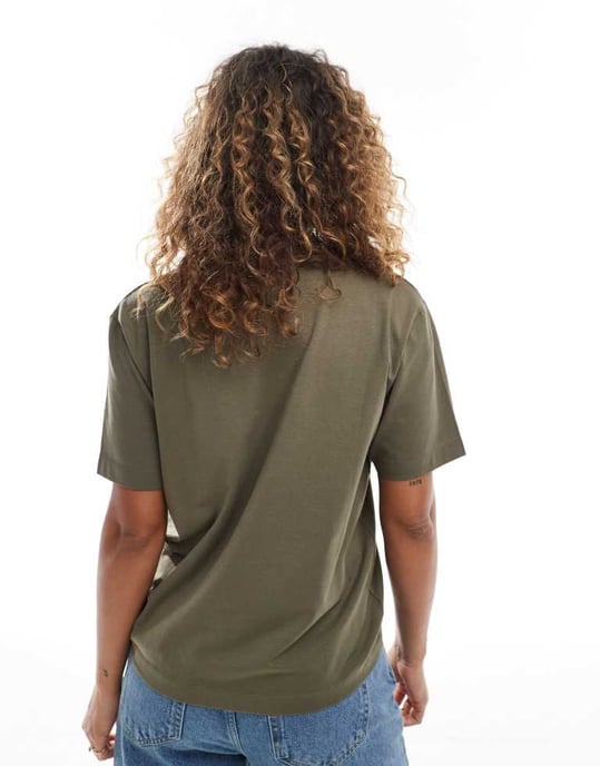 French Connection Rallie ruched cotton t-shirt in khaki - Image 4