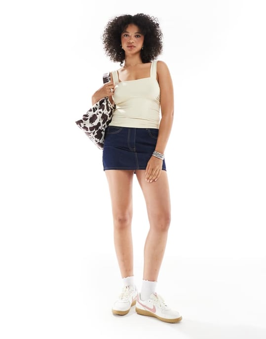 ASOS gathered bust strappy top in buttermilk - Image 2