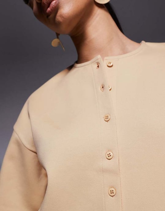 ASOS DESIGN boxy half sleeve interlock shirt co ord in lemon - Image 2