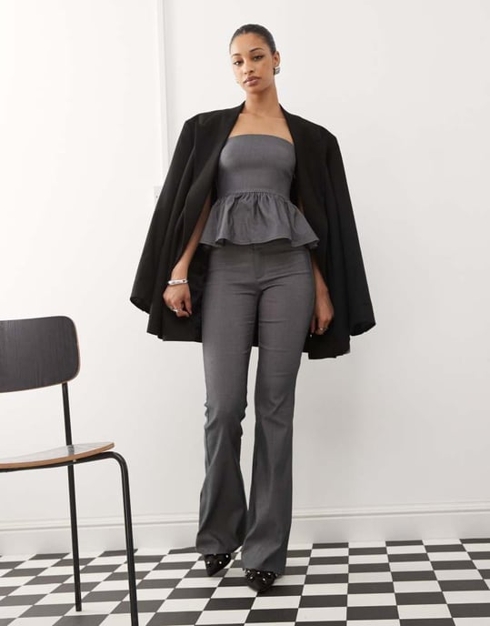 Motel tabira drop waist cami top co-ord in grey - Image 3