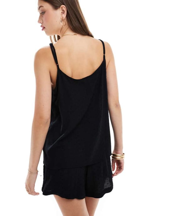 JDY texturerad cami-co-ord i svart - Image 3