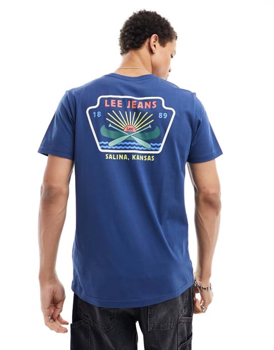 Lee bakkanot-logotryck t-shirt i mörkblå - Image 1