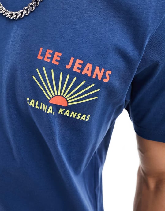 Lee bakkanot-logotryck t-shirt i mörkblå - Image 3