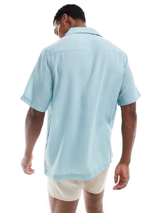 ASOS DESIGN avslappnad skjorta med revere och verktygsfickor i gråblått - Image 4