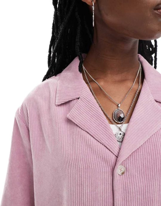 Återvunnen vintage unisex kordskjorta i rosa set - Image 2
