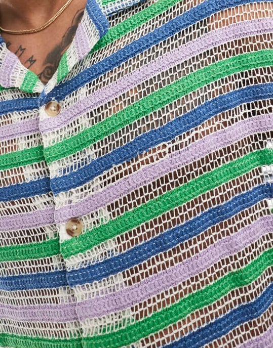ASOS DESIGN boxig oversized krage virkade skjorta - Image 4