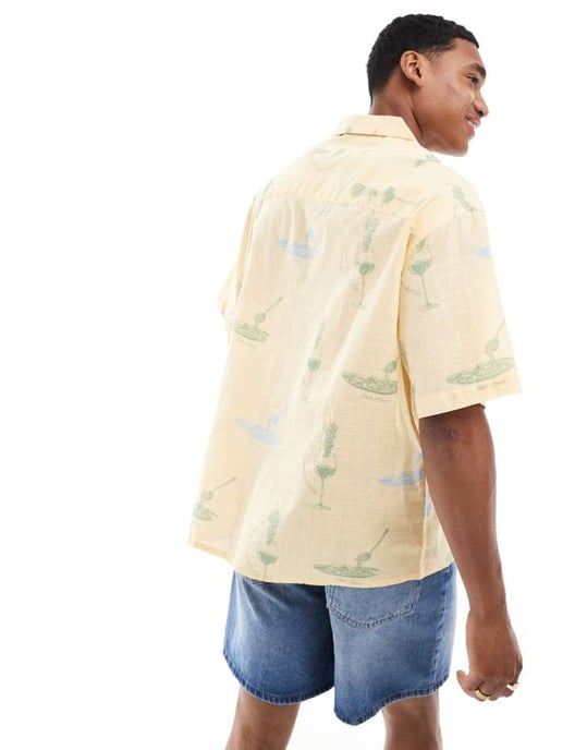 ASOS DESIGN oversized skjorta med vin- och pastamönster - Image 2