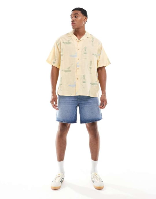 ASOS DESIGN oversized skjorta med vin- och pastamönster - Image 3