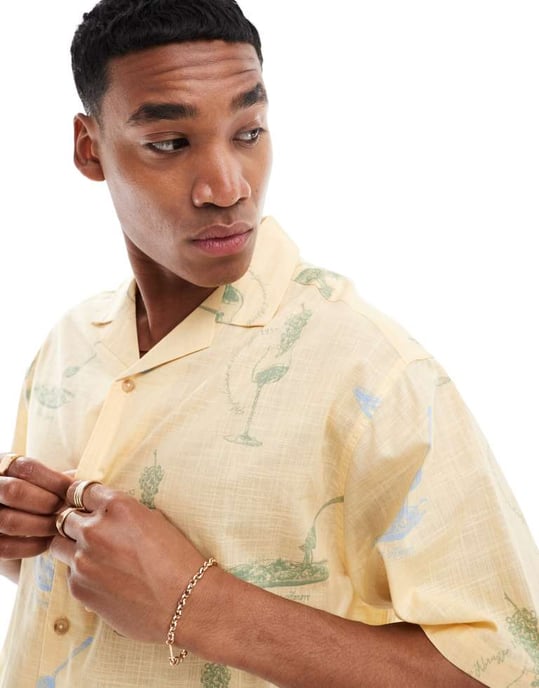 ASOS DESIGN oversized skjorta med vin- och pastamönster - Image 4