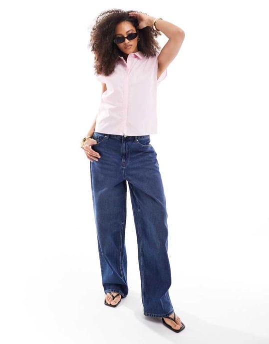 ASOS DESIGN ärmlös skjorta i rosa - Image 4