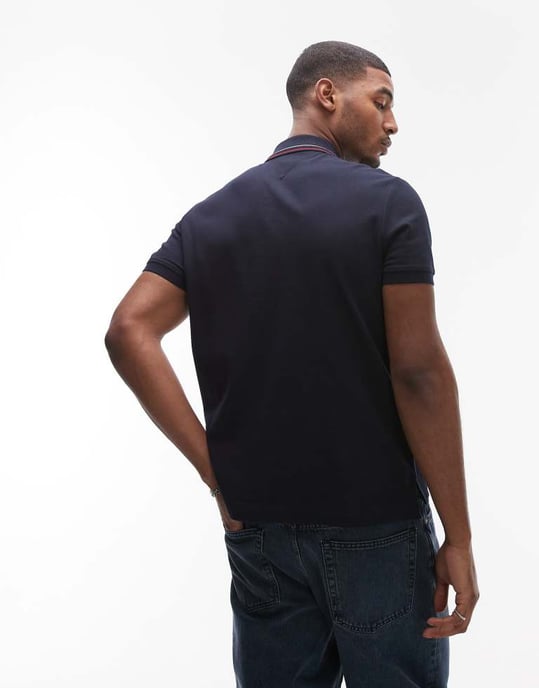 Tommy Hilfiger regular cotton polo shirt in navy - Image 4
