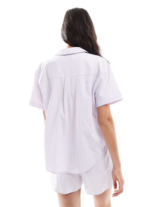 Miss Selfridge poplin semester skjorta i lila rand - Image 3